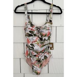 Nip Tuck Swim Women's Sz 6 One Piece Swimsuit Multifit Cup Tropical Floral Print